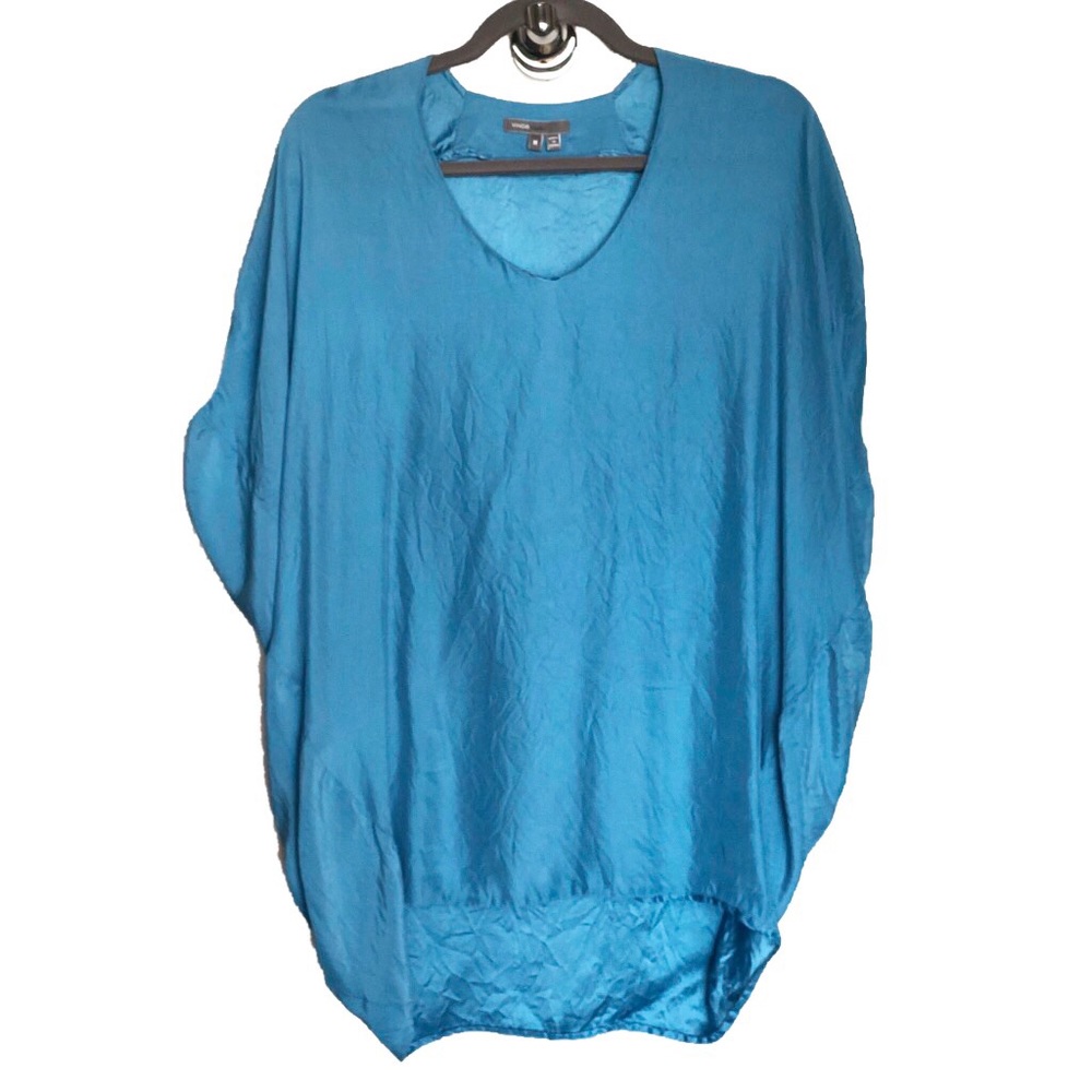 Vince | 100% Silk Satin Tunic Cap Flutter Sleeve